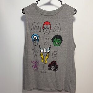 Marvel Kids Gray Tank Top with Superhero Faces